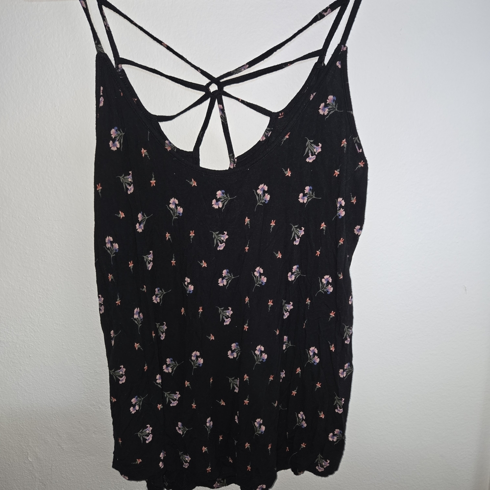 American Eagle Outfitters Black Floral Tank Top